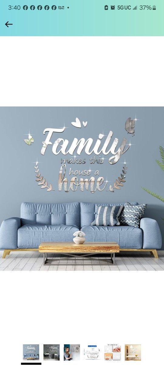 3D Acrylic Mirror Decal Wall Decor Stickers Family Letter Quotes Wall Stickers Removable DIY Motivational Family Butterfly Mirror Stickers for Home Of