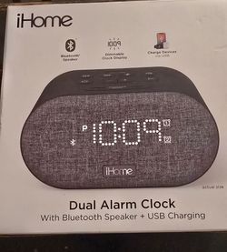 iHome Dual Alarm Clock with Bluetooth Speaker