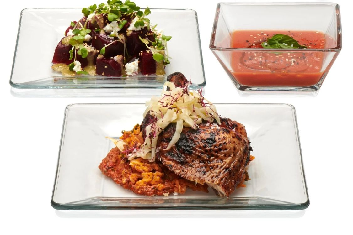 Libbey Tempo Glass Dinnerware Set, Sleek Square Clear Glass Plates and Bowls Set of 12, Dishwasher Safe Glass Dishes Set for Dinners, Weekend Parties