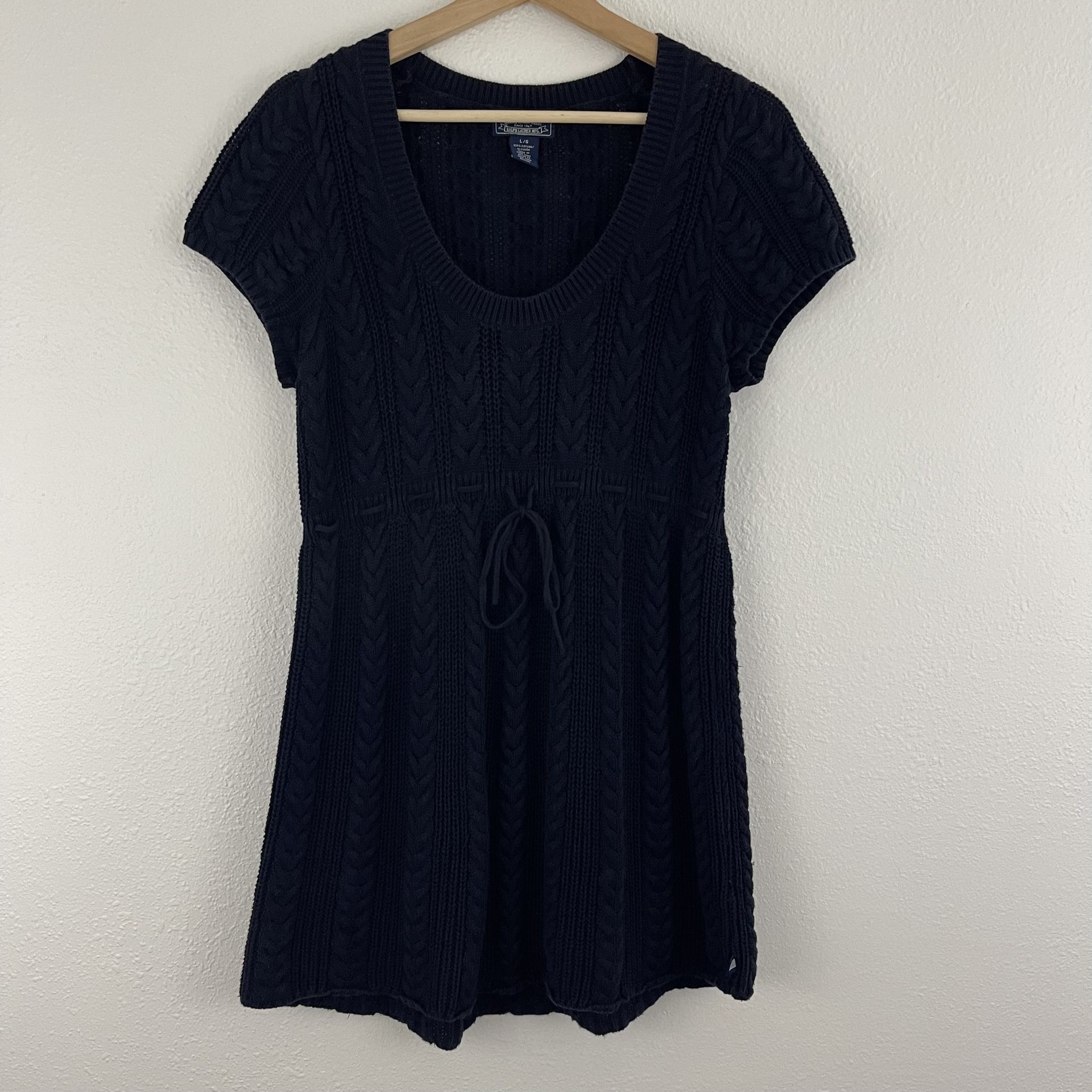 POLO JEANS RALPH LAUREN Vintage Y2K Navy Blue Knit Short Sleeve Babydoll Sweater