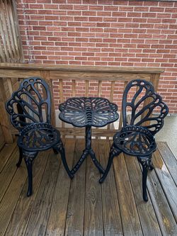 Black Cast Iron Butterfly Bistro Set