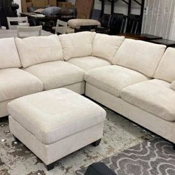 New Corduroy Sectional Couch with Ottoman! Includes Free Delivery 🚚!