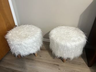 Faux Fur Stool White