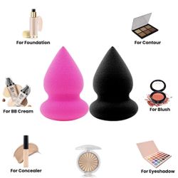 Beauty Makeup Sponge Blender Set, 2 Piece Korean Make Up Applicator for Powder, Cream, Concealer and Liquid Foundation, Dry or Wet Dual Use Cosmetic B