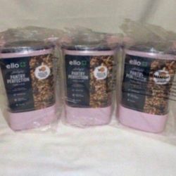 3-Pack Ello Airtight Pantry Perfection 9 Cup Plastic Canister Cashmere Pink