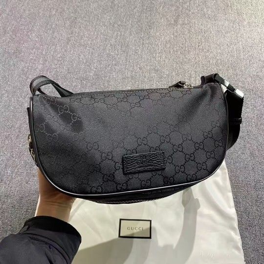 Double G Flower Full Print Stripe Webbing Messenger Bag Shoulder Bag Crossbody Bag Men's Black #Cool Out Recommended