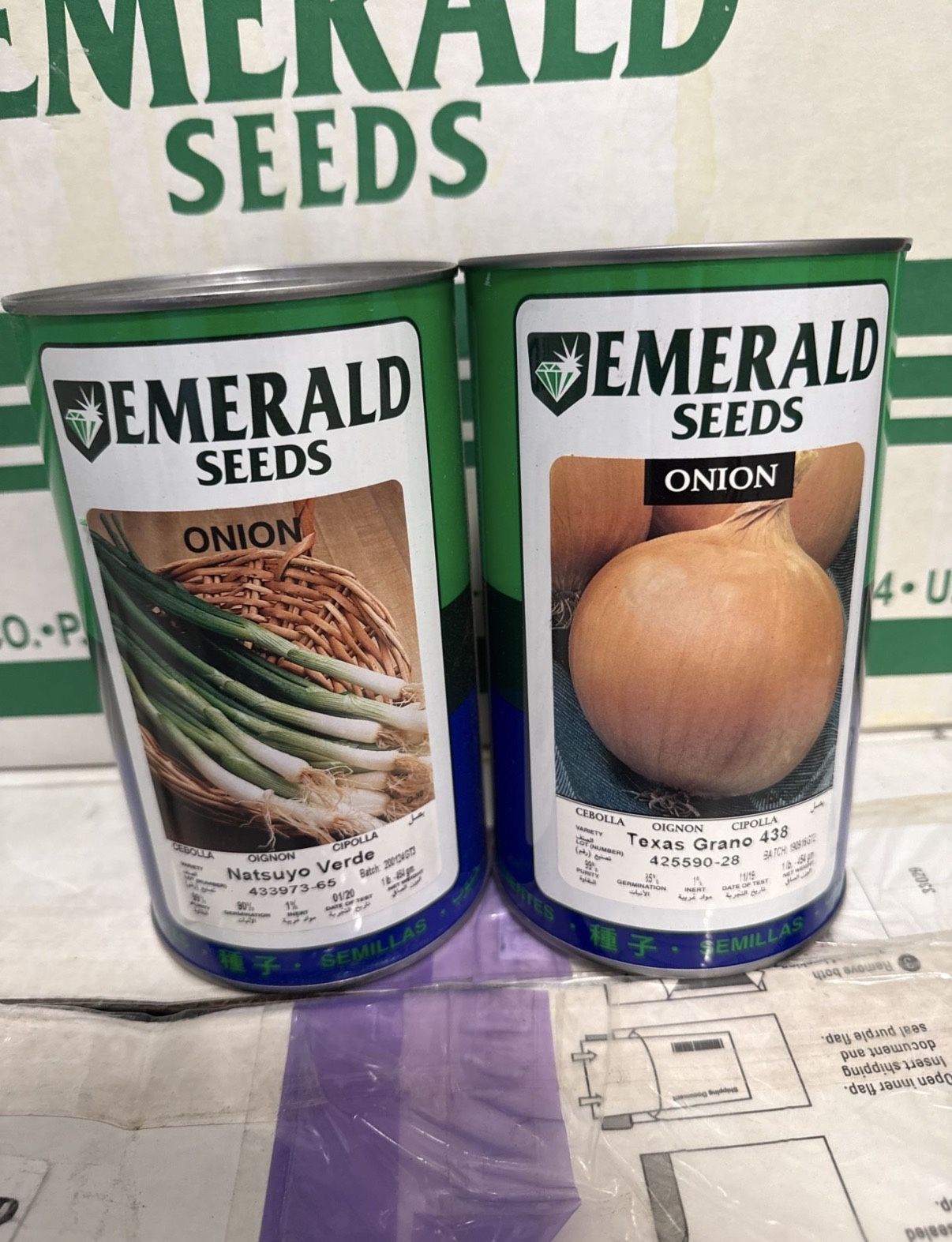 1lb Onion Seeds Can – Emerald Seeds (Texas Grano or Natsuyo Verde)