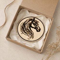 Handmade Wooden Horse Refrigerator Magnet – Rustic Pyrography Fridge Décor
