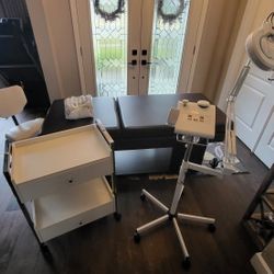 SKINACT Esthetician Facial Steamer w/ Lamp, Massage Table, Utility Cabinet & Chair