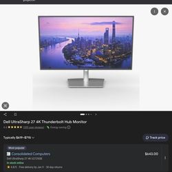 Dell Pro 27 Plus 4K USB-C Hub Monitor – NEW IN BOX! ViewSonic VX1655-4K Monitor.