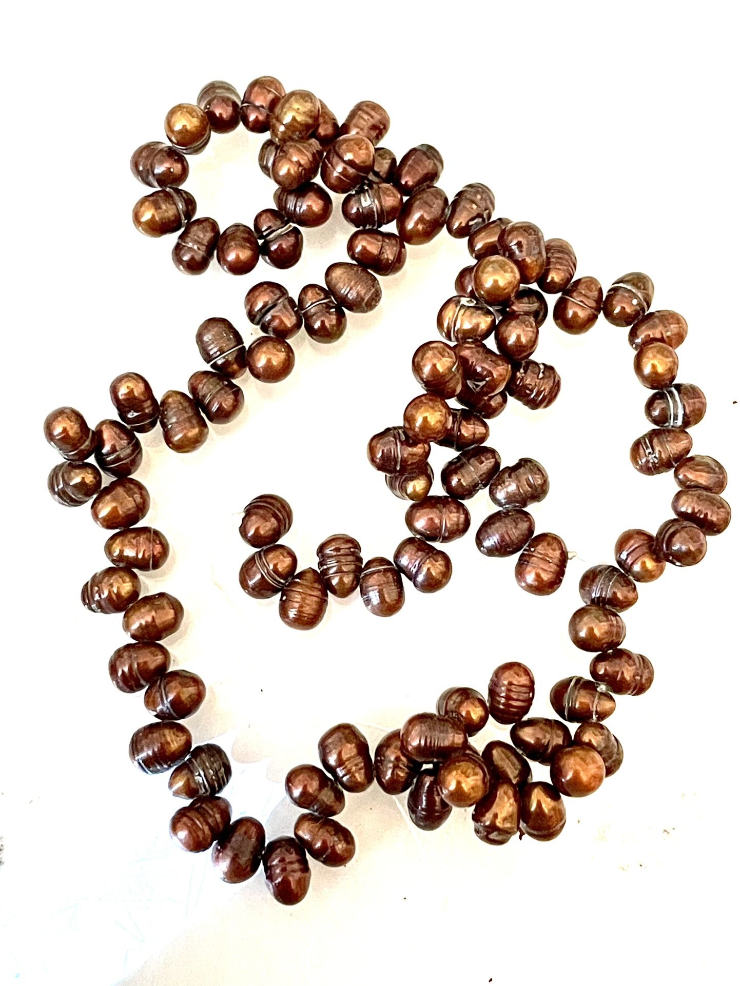 Strand Of Brown Baroque Pearl Beads 