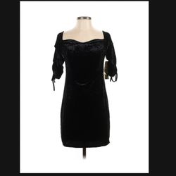 Cynthia Steffe Black Velvet Off-Shoulder Dress