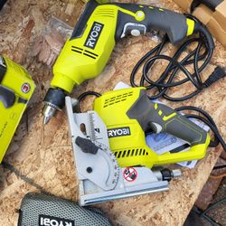 Ryobi 6 Amp AC Biscuit Joiner Kit with Dust Collector and 6.2 Amp Corded 5/8 in. Variable Speed Hammer Drill