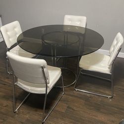 Mid Modern Mid CENTURY Cesca White Vynly Chairs And Table