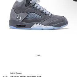 Air Jordan 5 Wolf Grey Sz 11.5