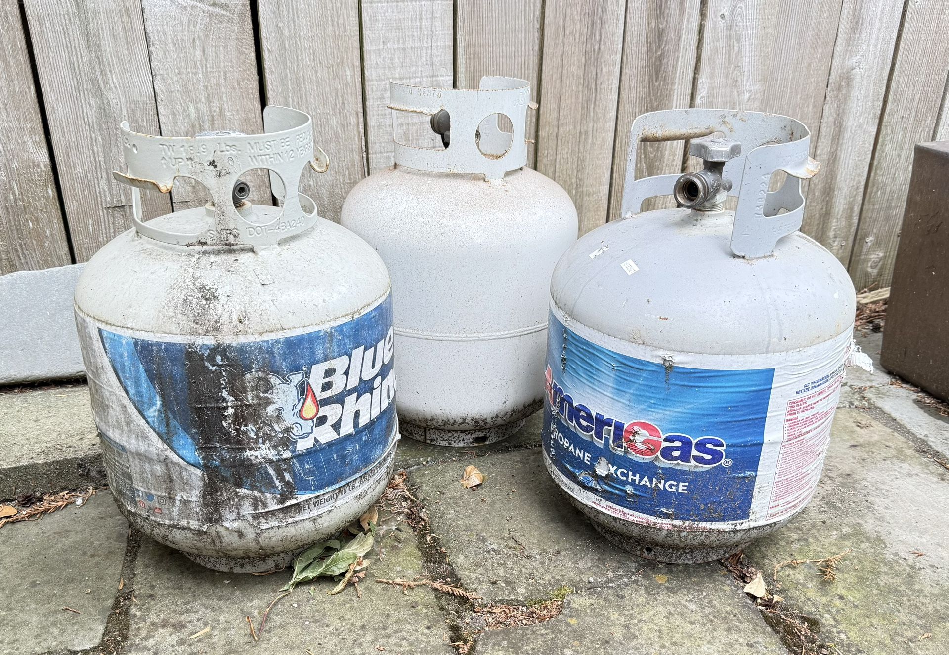 Three 15lb Propane Tanks
