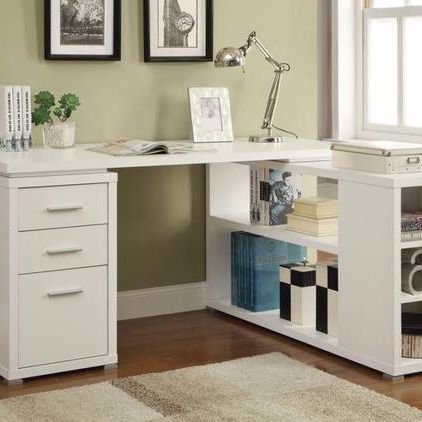 L-Shaped Desk In White Finish Lots Of Storage ONLY $499