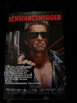 The Terminator Schwarzenegger VHS or Book Cover