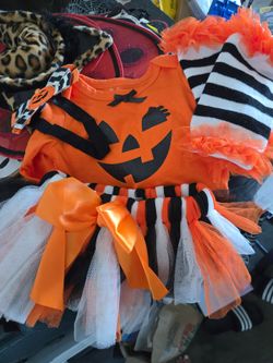 Infant Pumpkin Costume onesie with Tutu