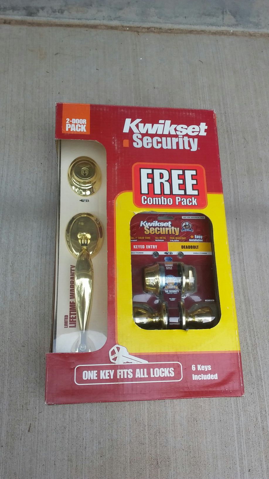 Kwikset combo pack and single lock -Gold