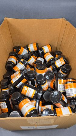 Large Lot of 123 Amber Plastic Bottles with Lids – Crafting & Storage