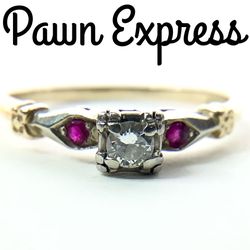 Vintage Two-Tone Diamond & Ruby Ring 