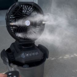 New In Box Rechargeable Outdoor Water Sprayer Mist Fan Camping Beach Park Can Use Up To 8 Hours On A Full Charge 