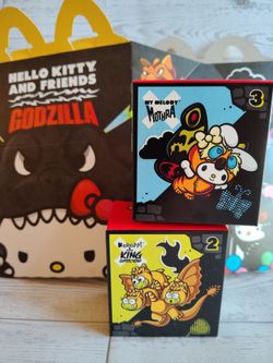 McDonald's Happy Meal Hello Kitty Godzilla Toys ( My Melody Mothra & Keroppi King Ghidorah) Trade