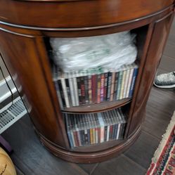 Antique Revolving Bookcase.  Mahogany Wood With Leather Top... 