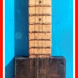 Antique Cigar Box Acoustic Guitar handmade 3 string unique one of a kind not mass produced
