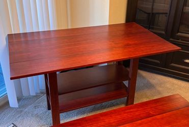 Wood Counter Height Dining Table / Sofa Table with Shelves