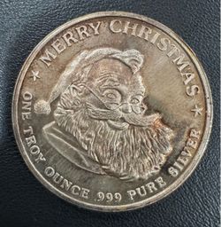 **Merry Christmas Santa 1 Troy Oz .999 Silver Round