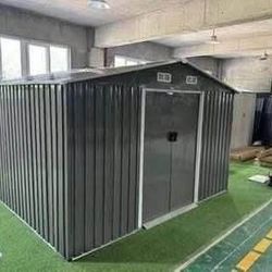 New in Box Assembled Need 8’ L x 10’’ W x 6.’ H galvanized steel Metal Storage Shed Outdoor Garden