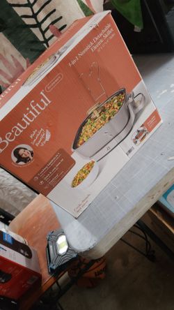 Beautiful 5-in-1, 12" x 12" Detachable Electric Skillet with EverGood Ceramic Nonstick Coating, Porcini Taupe by Drew Barrymore