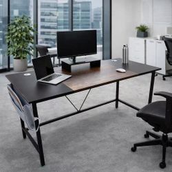 New In Box 56x24x30 Inch Tall Office Computer Desk Table With Organizer And Monitor Stand 