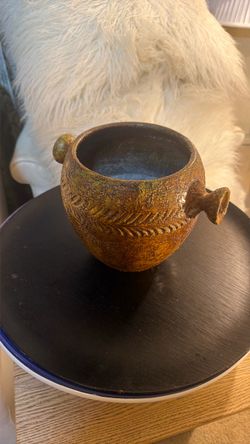 Rustic Stoneware Ceramic Pot with Handles
