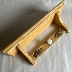 Upcycled Rustic Yellow Hobby Lobby Shelf With Metal Appliqués And A Centered Knob