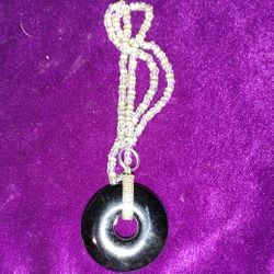 Boho Black Disc on Silver Clasp