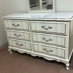 Antique Dresser W Mirror And Nightstand 