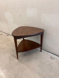 Mid Century Modern Two Tier “Guitar Pick” Side Table