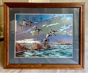 Rare Vintage David Maass Reflective Foil Print “Over Windswept Water”