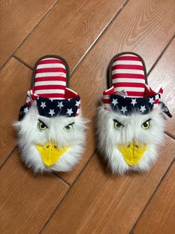 dearfoams Patriotic Eagle Kids Slippers - White, Red, Blue & Yellow 🇺🇸