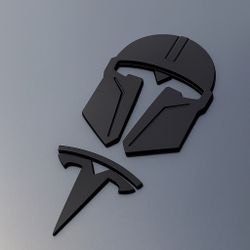 Mandalorian Tesla Front Emblem Badge – Matte Black – Fits Model 3/ older Y New