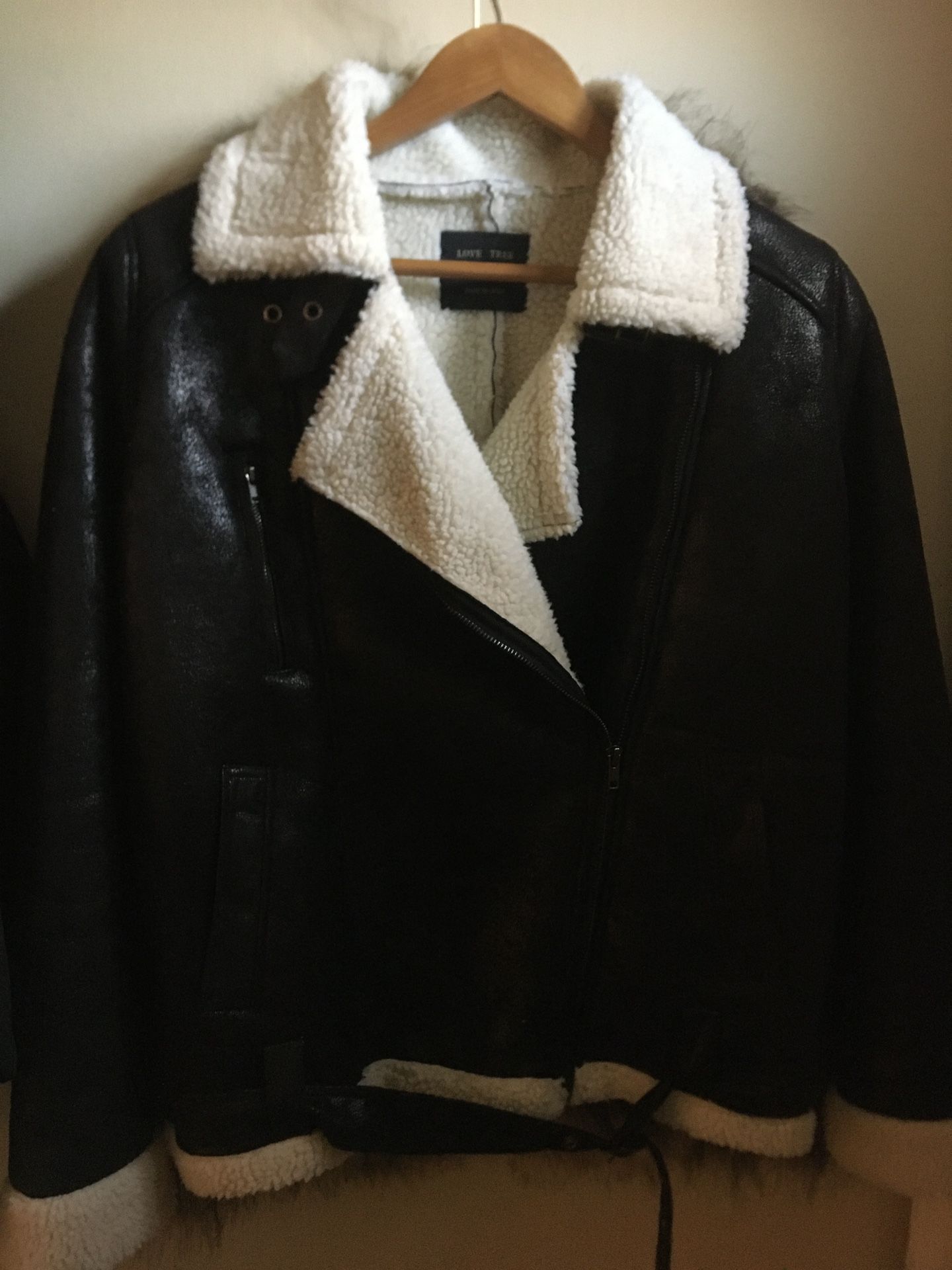 Love Tree Black Faux Leather Jacket - Women’s Medium - Like New (Never Worn)