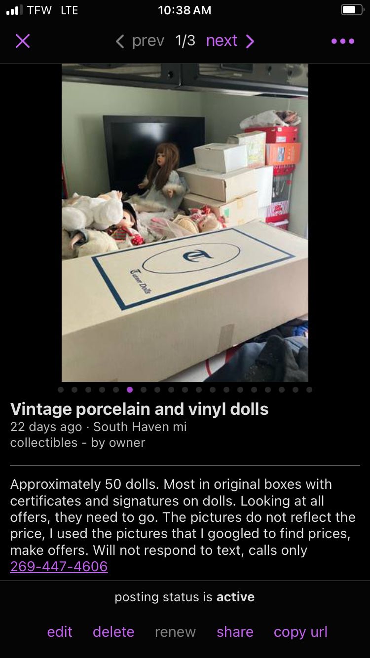 Vintage Porcelain and vinyl Dolls