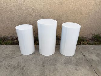 NEW Round Cylinder Pedestal Stands Set Of 3 for Cake Dessert, Flower, & Ornament *SEE PHOTOS*