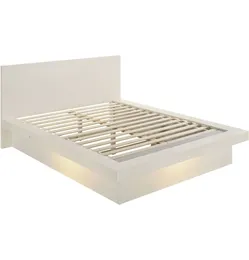 White Platform Bed Frame without LED Lighting