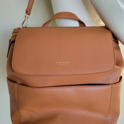 Mina Baie Dark Tan Leather Mini Kinney Backpack Diaper Bag
