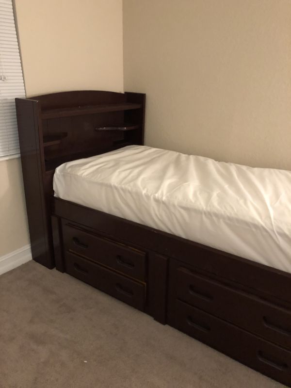 Twin Size Bed Headboard Footboard With Drawers Underneath Storage Twin Size Bed Headboard Footboard With Drawers Underneath Storage Mattress And Protector Included