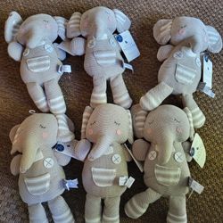 Living Textiles Australia Knitted THEODORE ELEPHANT Stuffed Plush RATTLE 15''